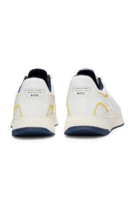 Porsche x BOSS perforated-leather trainers with ridged outsole, White