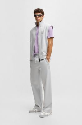 Mixed-material lace-up trainers with suede trims, White