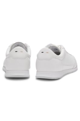 Faux-leather trainers with gold-tone branding