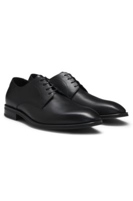 Stitching-detail Derby shoes in leather, Black