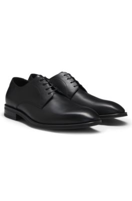 Italian-made leather Derby shoes, Black