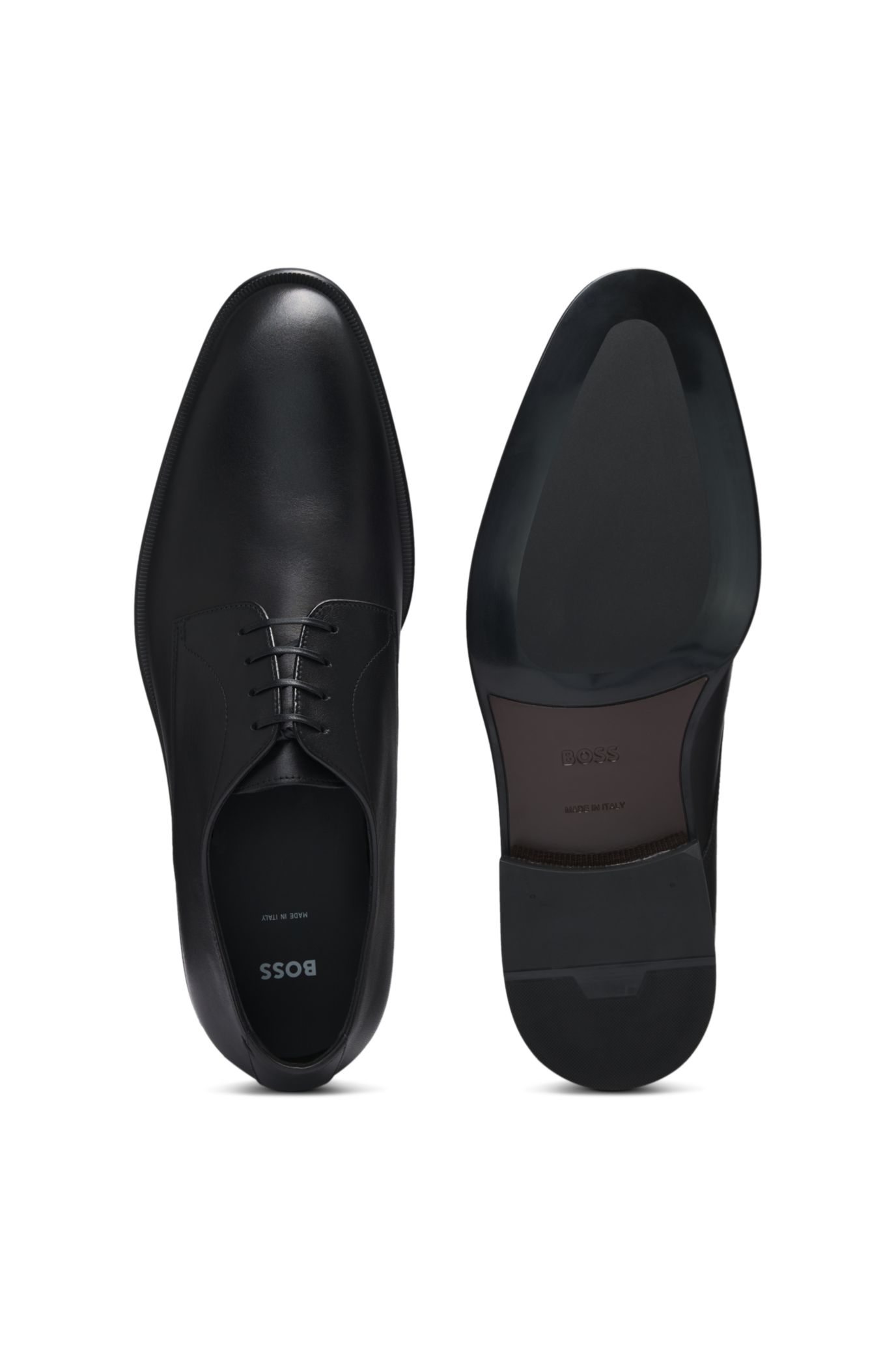 BOSS HUGO BOSS イタリア製 型押しレザー ドレスシューズ 黒 9 BOSS - Italian-made leather Derby shoes - Black