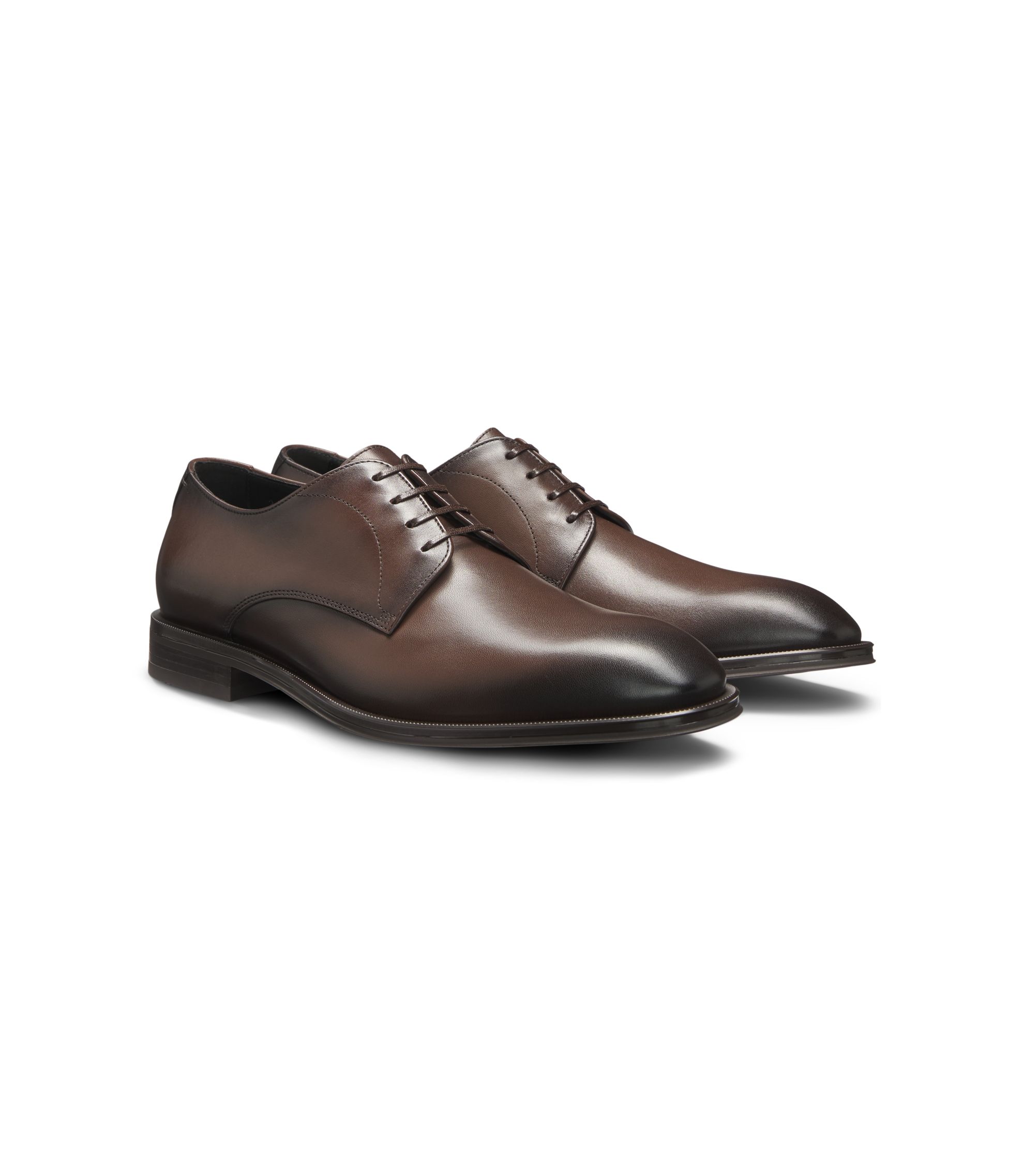 BOSS - Leather Derby Shoes - Dark Brown