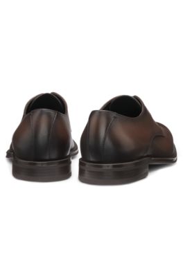 Italian-made leather Derby shoes, Dark Brown