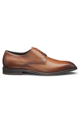 Stitching-detail Derby shoes in leather, Brown