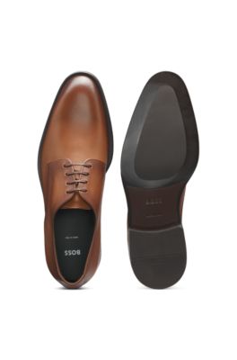 Stitching-detail Derby shoes in leather, Brown