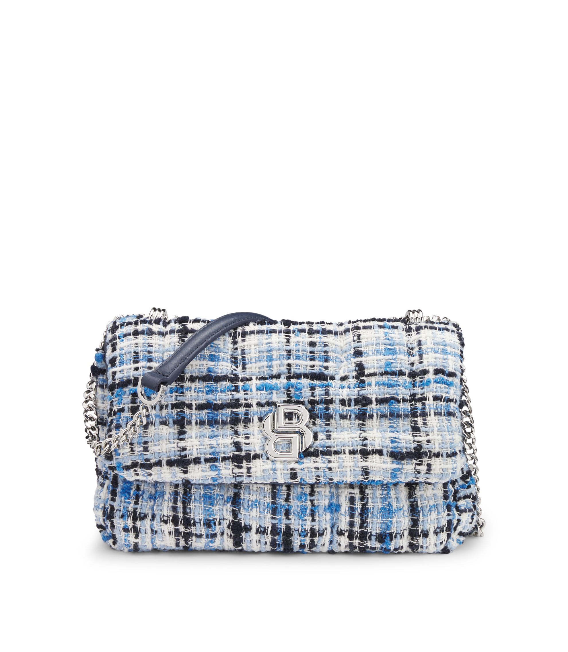 BOSS - Multicolored-tweed shoulder bag with Double B