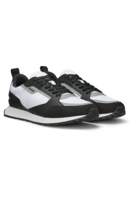 HUGO - Mixed-material trainers with branded accents - Dark Grey