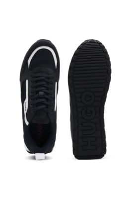 Deportivas de mezcla de materiales con detalles de la marca, Azul oscuro