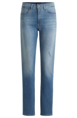 Vaqueros slim fit de denim el&aacute;stico azul lavado, Celeste