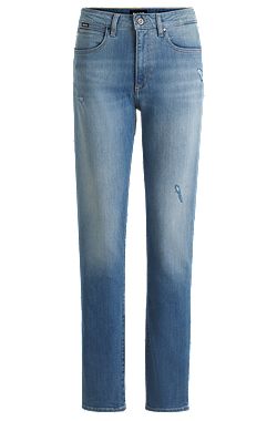 Slim-fit jeans in washed blue stretch denim