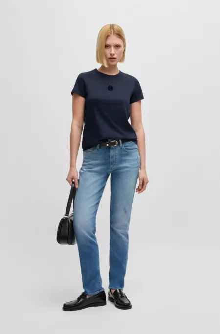 Slim-fit jeans in washed blue stretch denim