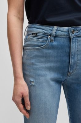 Vaqueros slim fit de denim el&aacute;stico azul lavado, Celeste