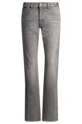 Regular-fit jeans in gray stretch denim, Dark Grey
