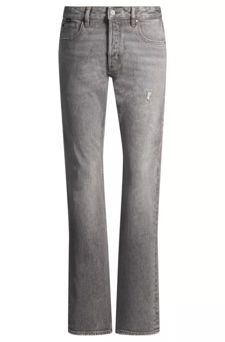 Regular-fit jeans in gray stretch denim