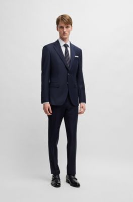 Zapatos con hebilla doble en piel bru&ntilde;ida, Azul oscuro