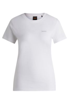 Camiseta de punto de algod&oacute;n con logo caligrafiado, Blanco
