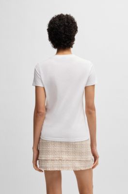 Camiseta de punto de algod&oacute;n con logo caligrafiado, Blanco