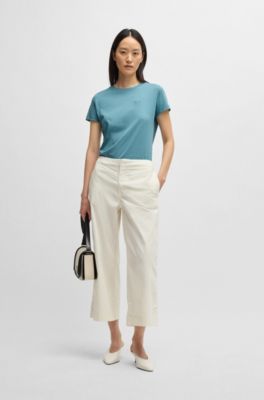 Camiseta de punto de algod&oacute;n con logo caligrafiado, Azul