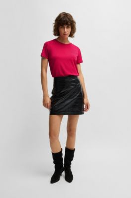 Camiseta de punto de algod&oacute;n con logo caligrafiado, Pink