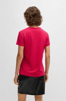 Camiseta de punto de algod&oacute;n con logo caligrafiado, Pink