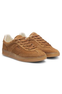 Rubber-sole trainers in suede, Brown