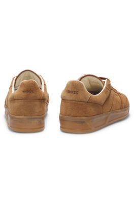 Rubber-sole trainers in suede, Brown