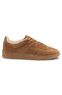 Rubber-sole trainers in suede, Brown