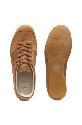 Rubber-sole trainers in suede, Brown
