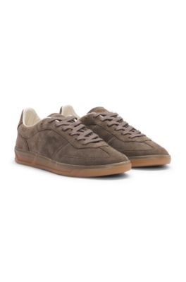 Rubber-sole trainers in suede, Light Brown