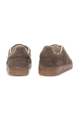 Rubber-sole trainers in suede, Light Brown
