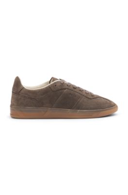Rubber-sole trainers in suede, Light Brown