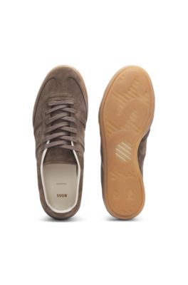 Rubber-sole trainers in suede, Light Brown