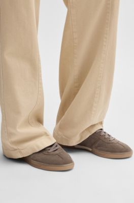 Rubber-sole trainers in suede, Light Brown