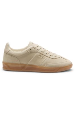 Rubber-sole trainers in suede, Light Beige