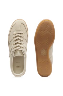 Rubber-sole trainers in suede, Light Beige