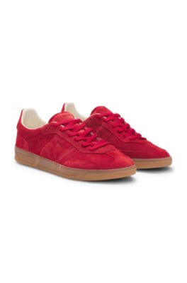 Rubber-sole trainers in suede, Dark Red