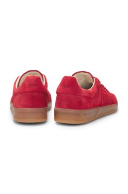 Rubber-sole trainers in suede, Dark Red