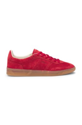 Rubber-sole trainers in suede, Dark Red