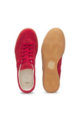 Rubber-sole trainers in suede, Dark Red