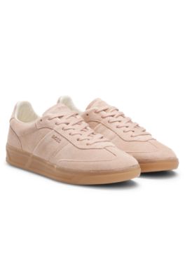 Baskets en cuir su&eacute;d&eacute; avec semelle en gomme, Rose clair