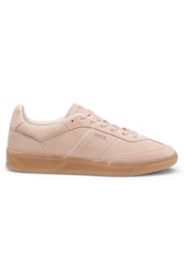 Baskets en cuir su&eacute;d&eacute; avec semelle en gomme, Rose clair