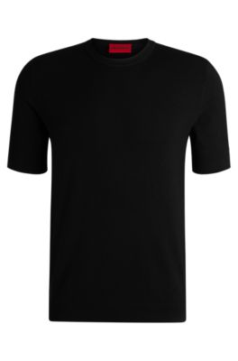 HUGO BOSS｜ROUND NECK KNITS (Short Sleeve Knit Hoodie (5 BOSS Golf Jumper - Short Sleeve Knit Hoodie - Black SP25