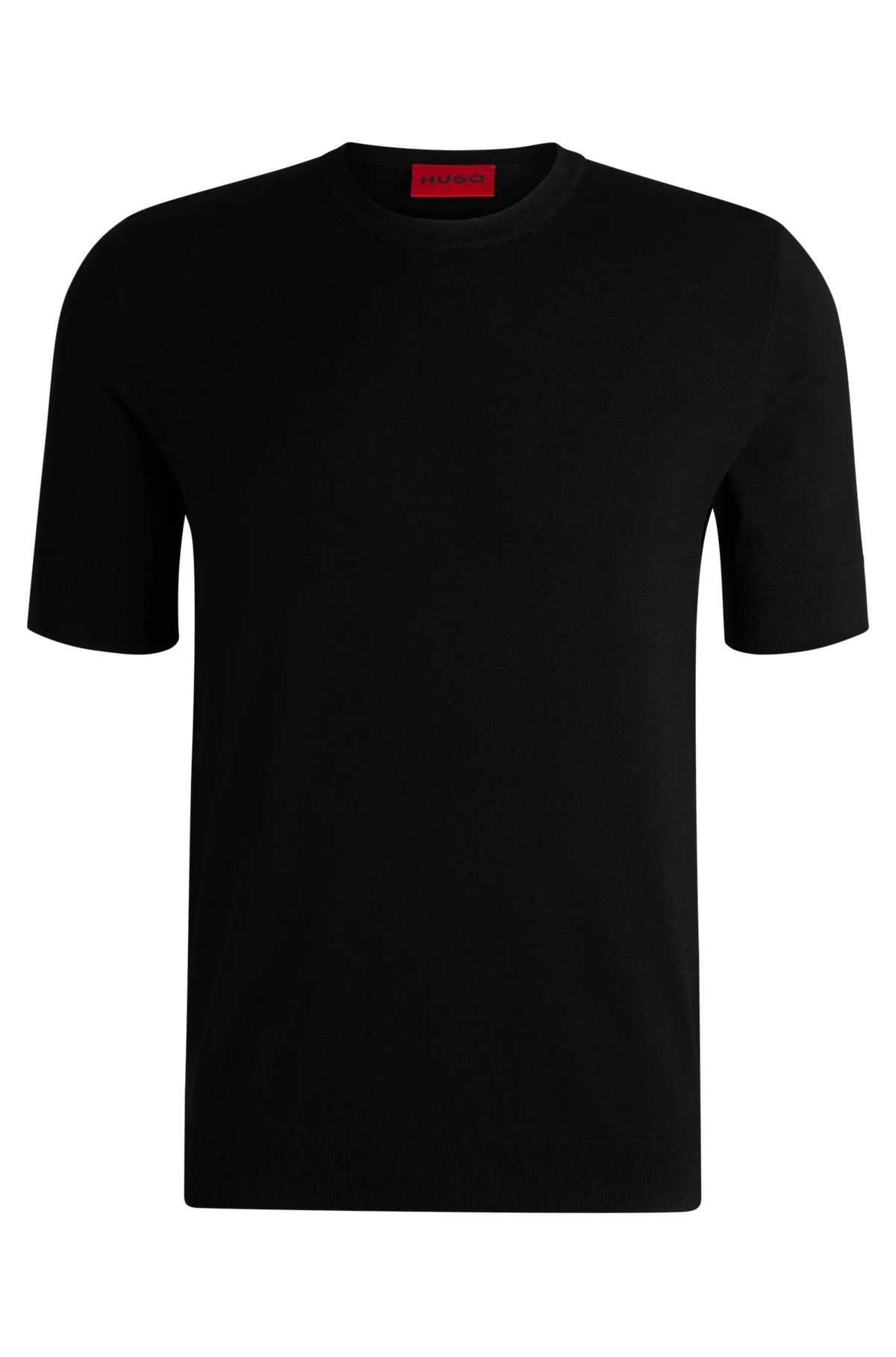 T-shirt Slim en maille, Noir
