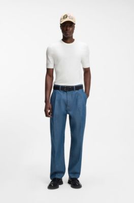 Jersey de manga corta slim fit de punto, Blanco