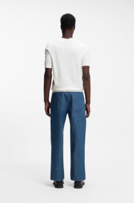 Jersey de manga corta slim fit de punto, Blanco