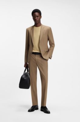 Camiseta slim fit de punto, Beige