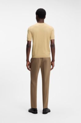 Camiseta slim fit de punto, Beige