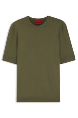 T-shirt Slim en maille, Chaux