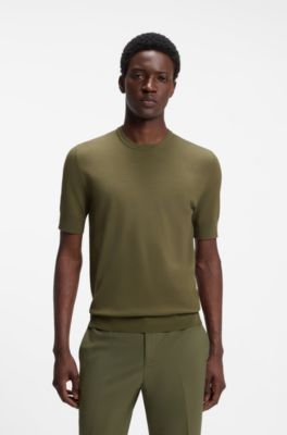 T-shirt Slim en maille, Chaux